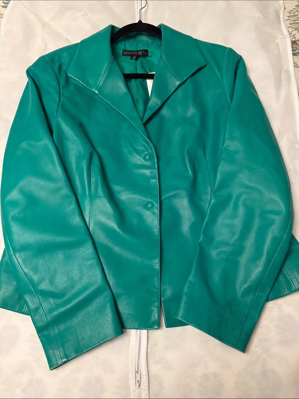 Lafayette 148 New York Teal Leather Jacket